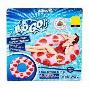 H2O GO! Bestway Scentsational Raspberry Swim Ring 42" x 42" x 10.6" NIB 12t Up
